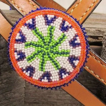 Beaded Medallion in Green-Purple-Orange