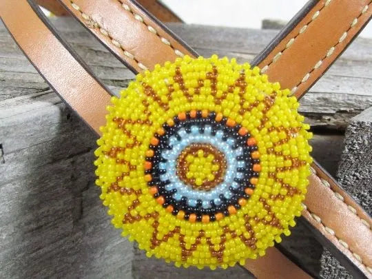 Headstall with Beaded Medallion in Yellow
