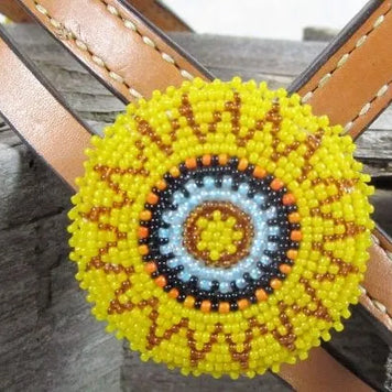 Headstall with Beaded Medallion in Yellow