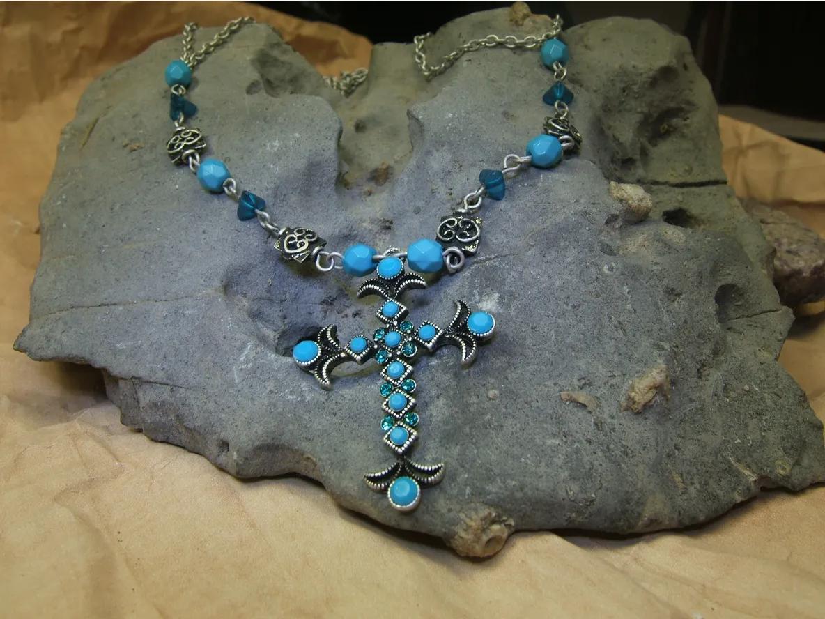 Blue Cross Necklace