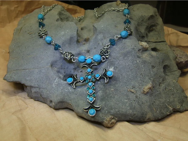 Blue Cross Necklace