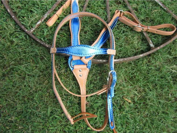 Blue Metallic Set, Headstall & Breastcollar