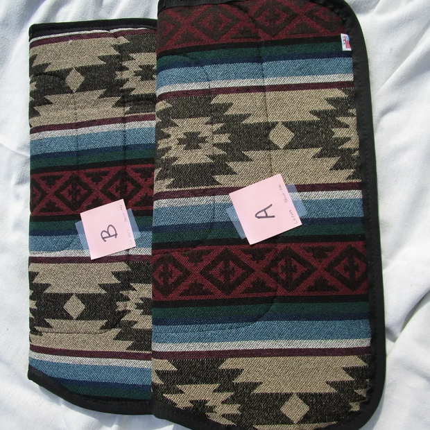 Large Pony Saddle Pad, Southwest Design, Brown-Blue-Red