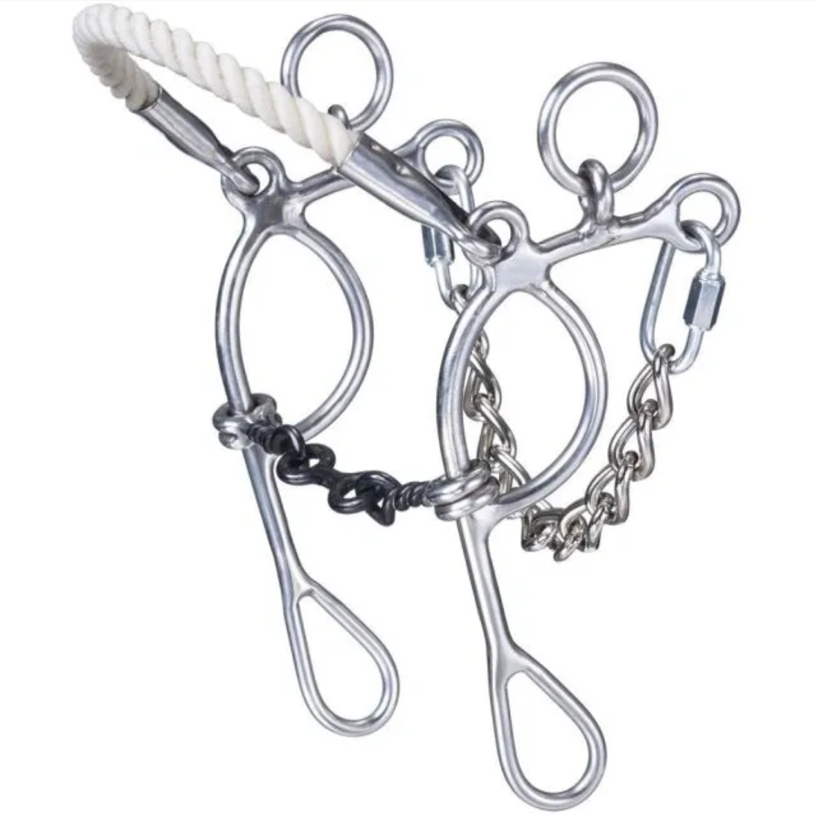 Combination Rope Nose Hackamore with Twisted Dogbone Gag