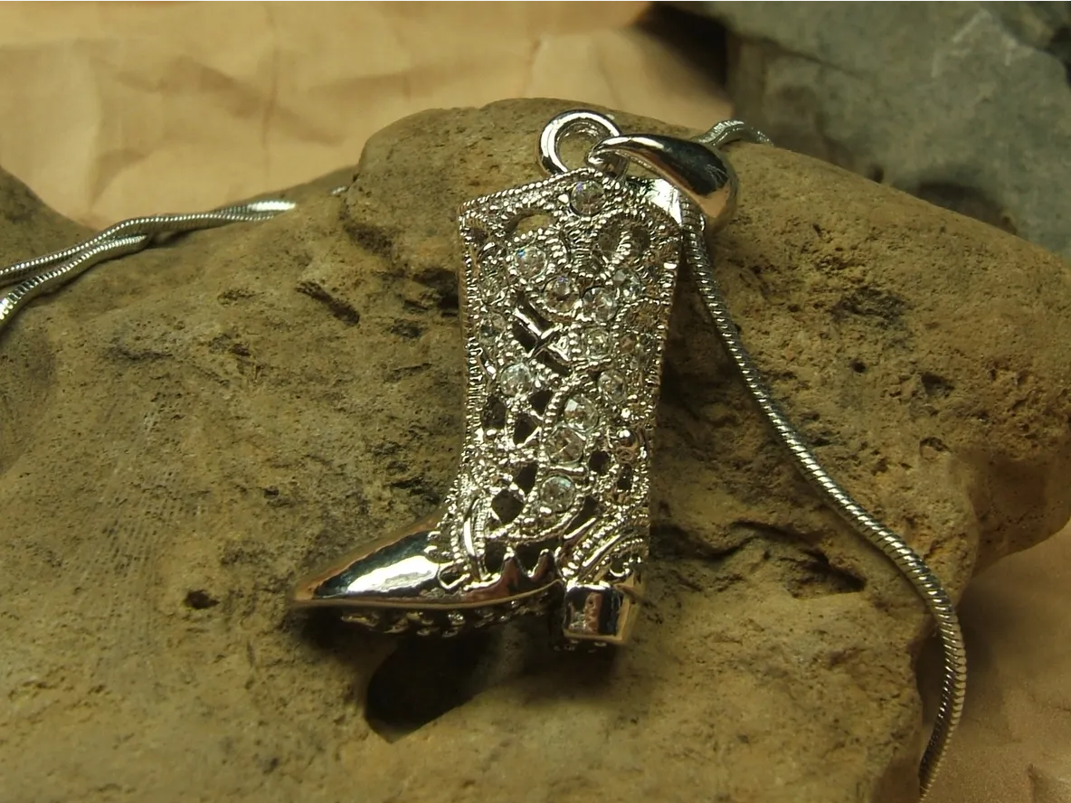 Crystal Cowboy Boot Necklace