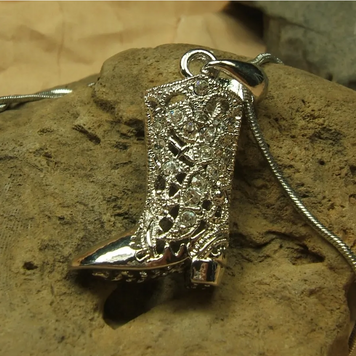 Crystal Cowboy Boot Necklace