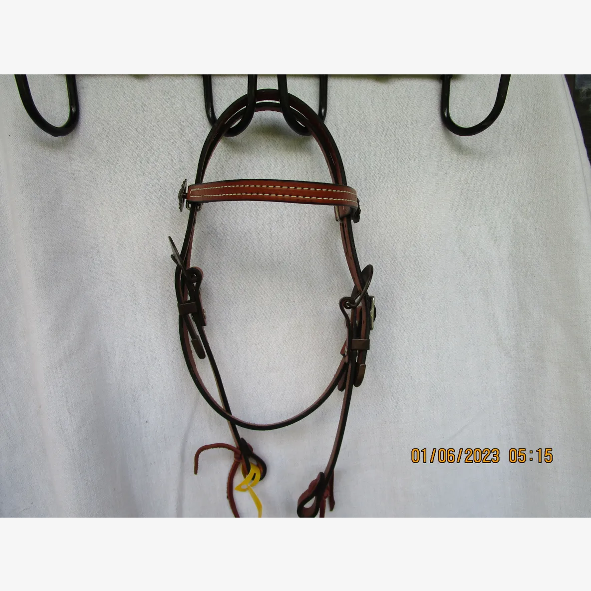 Large Pony Leather Headstall with Antique Conchos #7