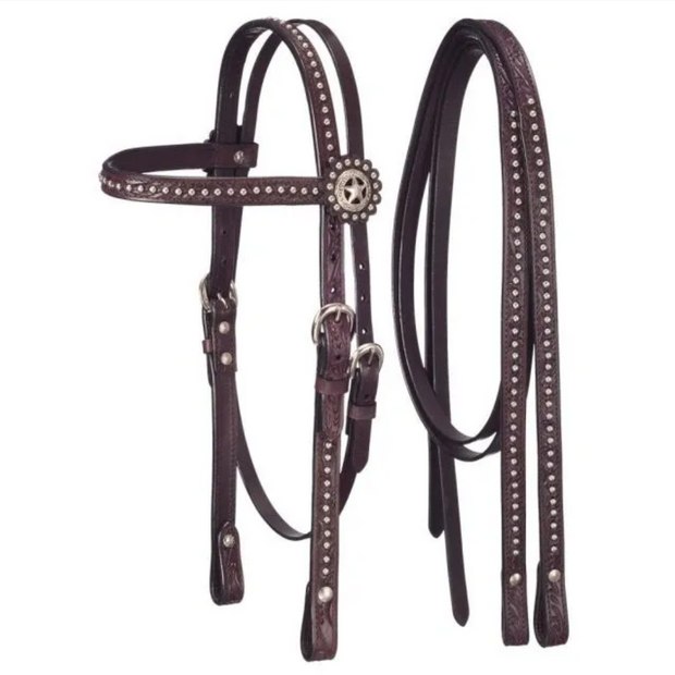 SET Leather Breastcollar & Headstall with Spots