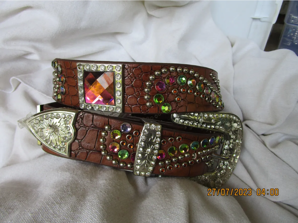 Multi-Colored Stones Brown Belt Adult L