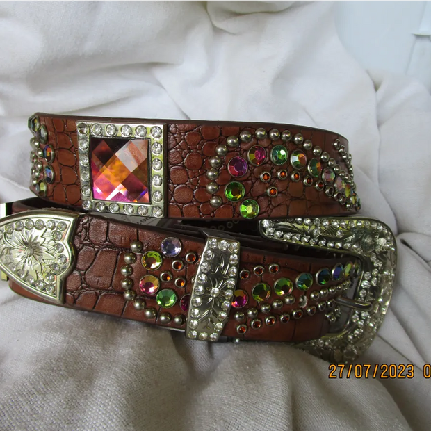 Multi-Colored Stones Brown Belt Adult L