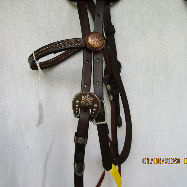 Pony Leather Bronze & Brown Conchos