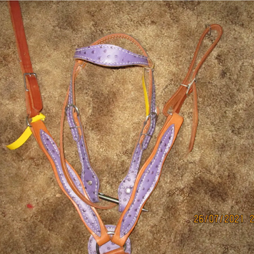 Purple Ostrich Headstall & Breastcollar Pony & Mini
