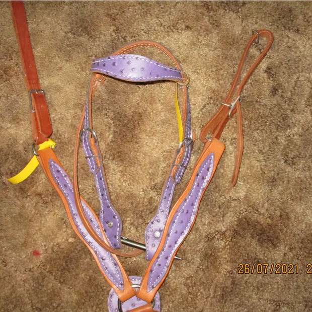 Purple Ostrich Headstall & Breastcollar Pony & Mini