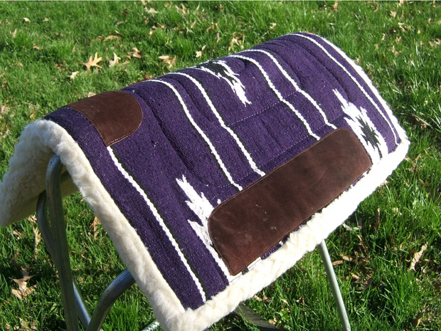 Sierra Navajo Pony Saddle Pad Purple w/fleece bottom 2 sizes 24" x 24" & 26" x 26"