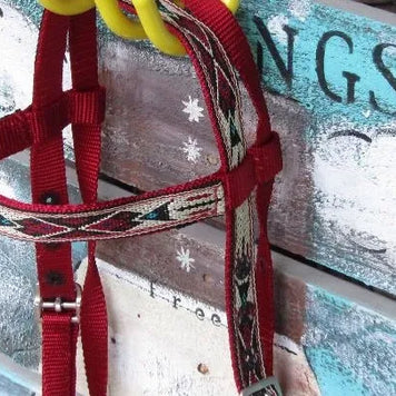 Red Overlay Nylon Headstall, Pony