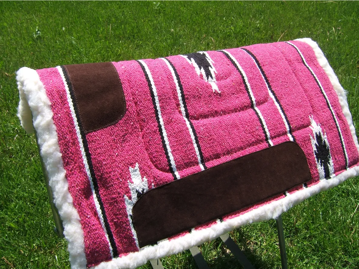 Sierra Navajo Pony Saddle Pad Pink w/fleece bottom 2 sizes 24