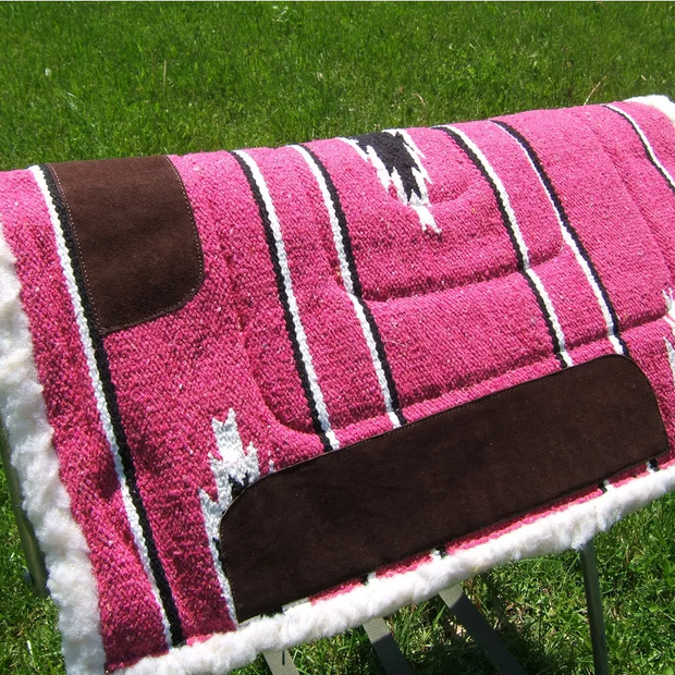 Sierra Navajo Pony Saddle Pad Pink w/fleece bottom 2 sizes 24" x 24" & 26" x 26"