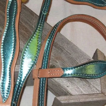 Turquoise Metallic SET, Spur Straps, Headstall & Rein See List