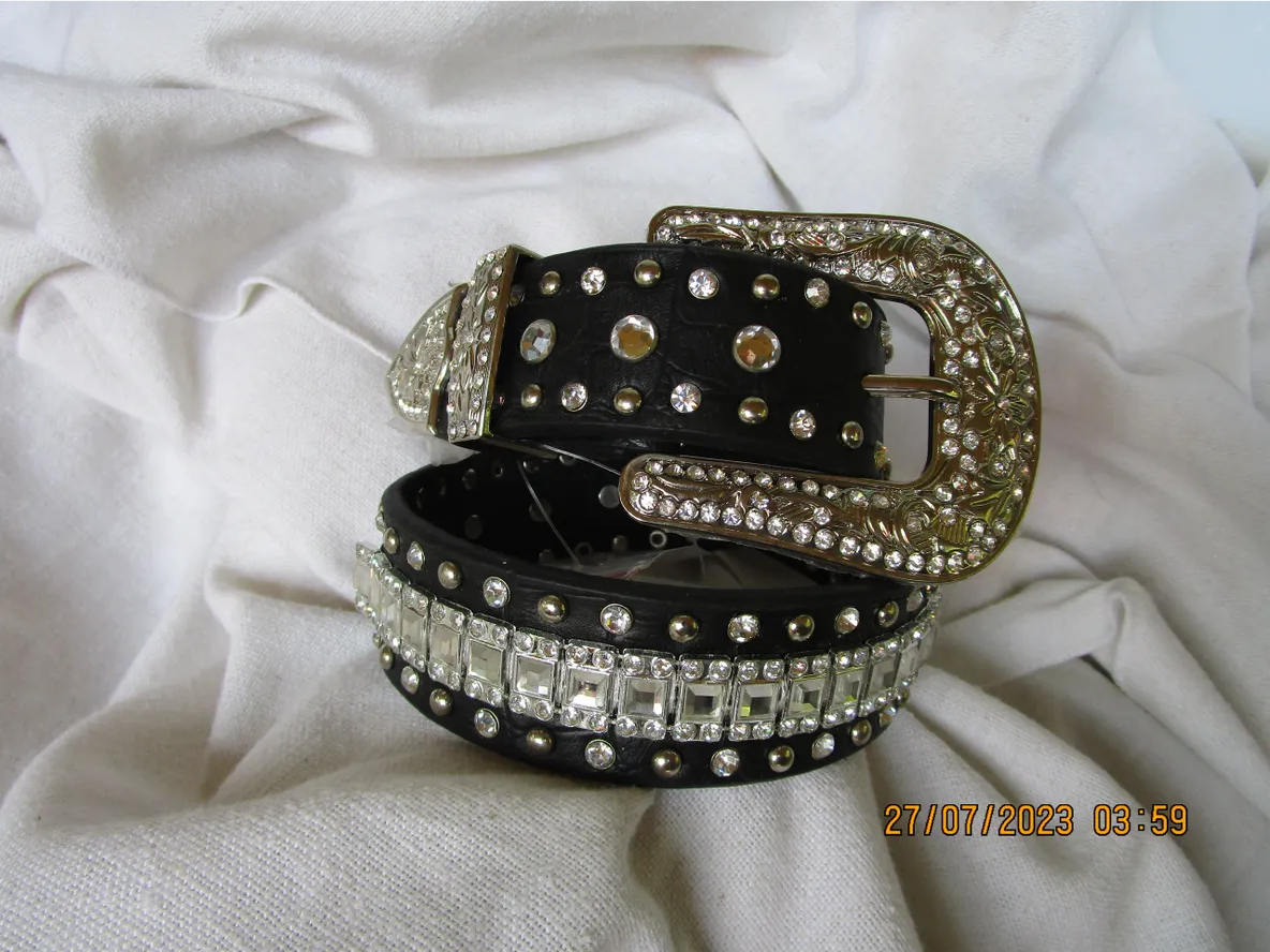 Child's Belt, Black with Crystals and Spots