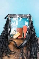 Clear Purse with Black Fringe