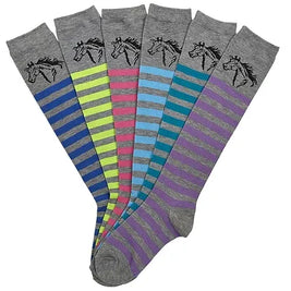 Horse Head Boot Sock, Colorful Stripes