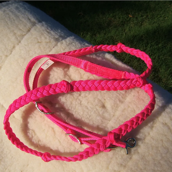 Hot Pink Braided Barrel Rein Pony