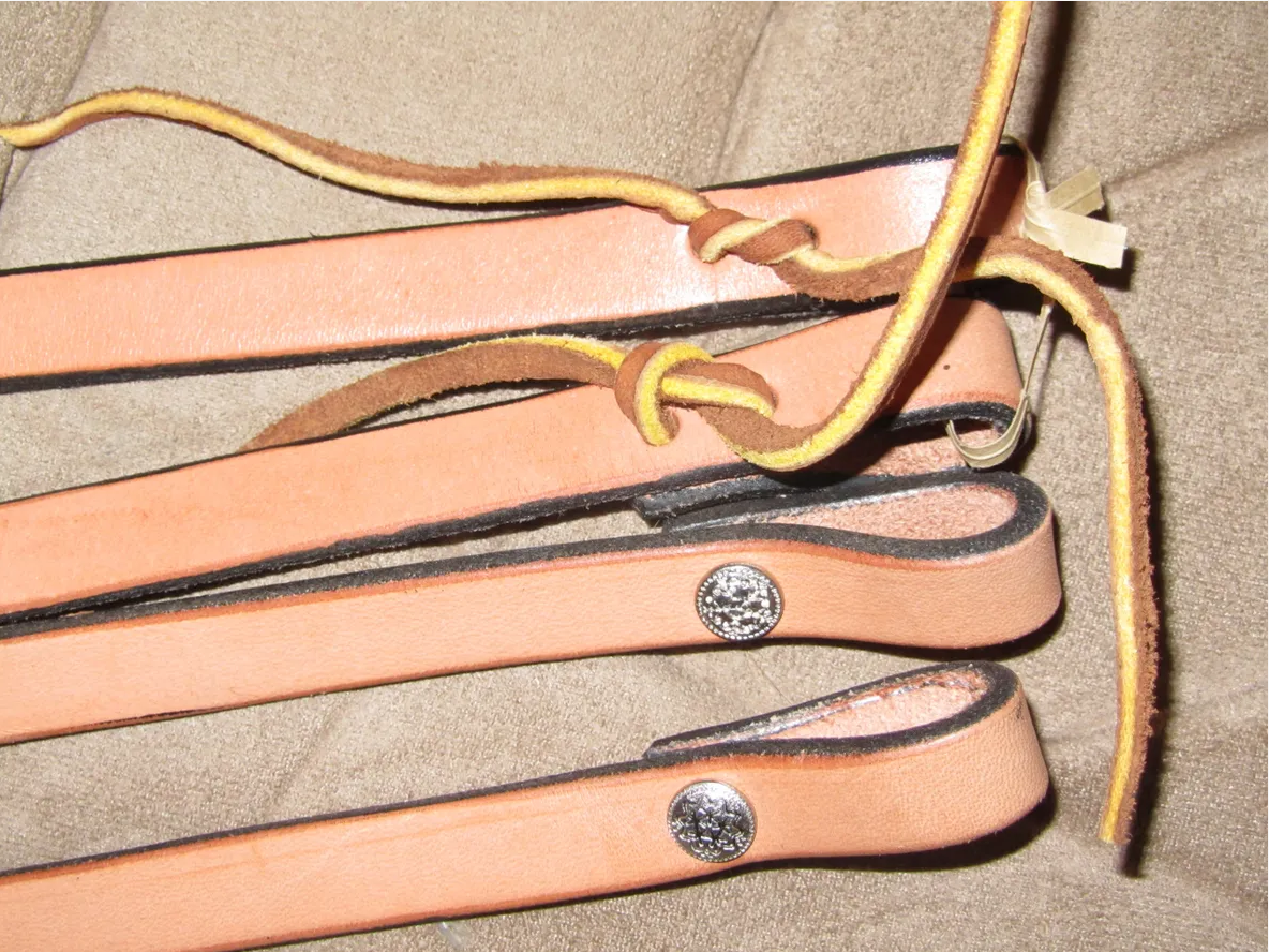 Leather Reins, Split TIE END, 3 sizes, 3 colors