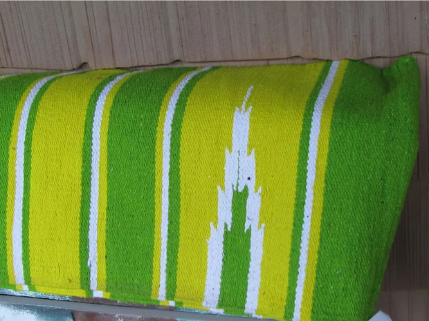 Navajo 30" x 30" Saddle Blanket Lime and Bright Yellow