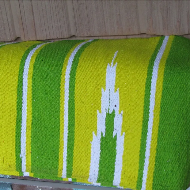 Navajo 30" x 30" Saddle Blanket Lime and Bright Yellow