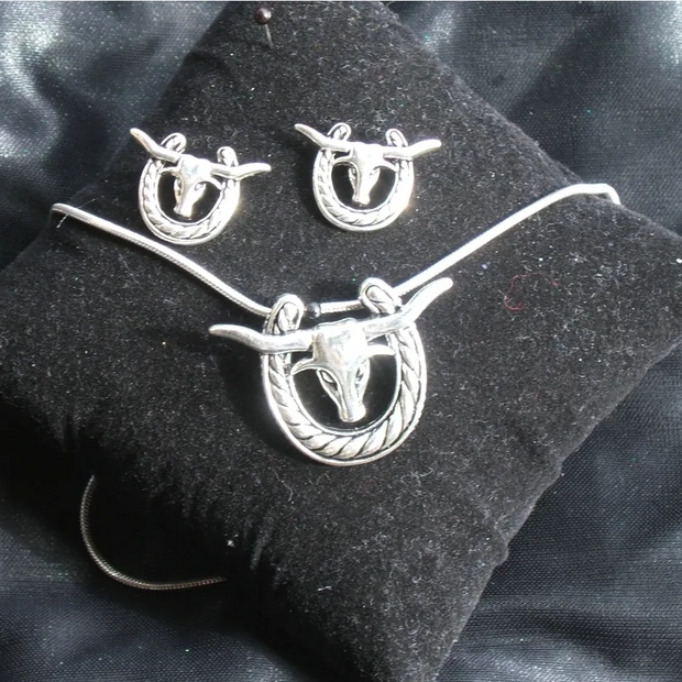 Longhorn Necklace and Earrings