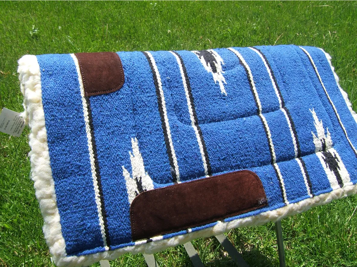 Sierra Navajo Pony Saddle Pad Royal Blue w/fleece bottom 2 sizes 24" x 24" & 26" x 26"