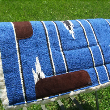Sierra Navajo Pony Saddle Pad Royal Blue w/fleece bottom 2 sizes 24