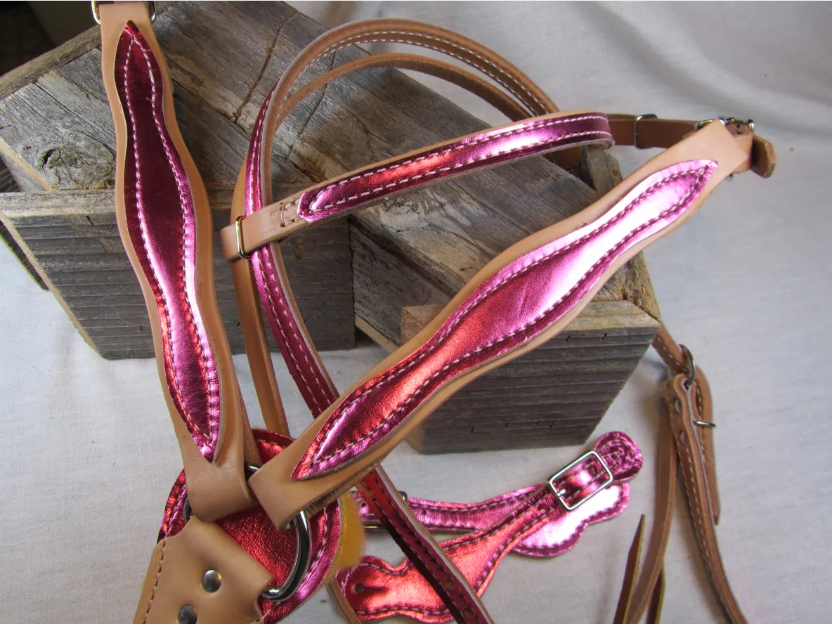 Pink Metallic Headstall & Breastcollar & Breastcollar Only
