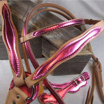 Pink Metallic Headstall & Breastcollar & Breastcollar Only
