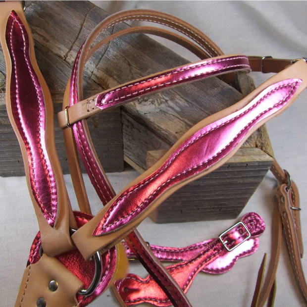 Pink Metallic Headstall & Breastcollar & Breastcollar Only