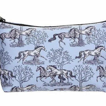 Blue Toile Cosmetic Case, Zipper Top Medium On Back Order