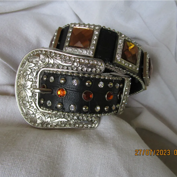 Black with Topaz Stones Belt Child's M