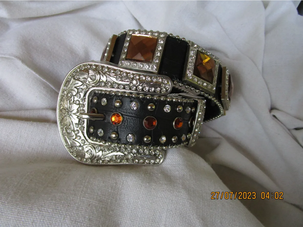 Black with Topaz Stones Belt Child's M
